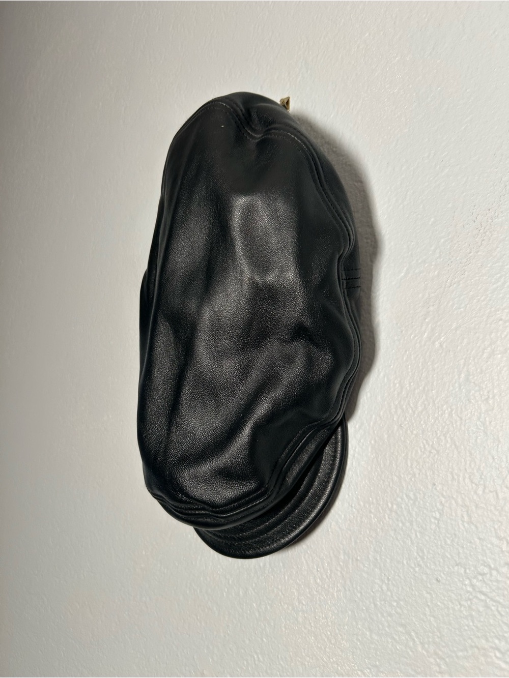 Brixton Black Leather Newsboy Cap with Stitch Detailing M 7 1/4 (58 cm) unisex - Picture 3 of 7